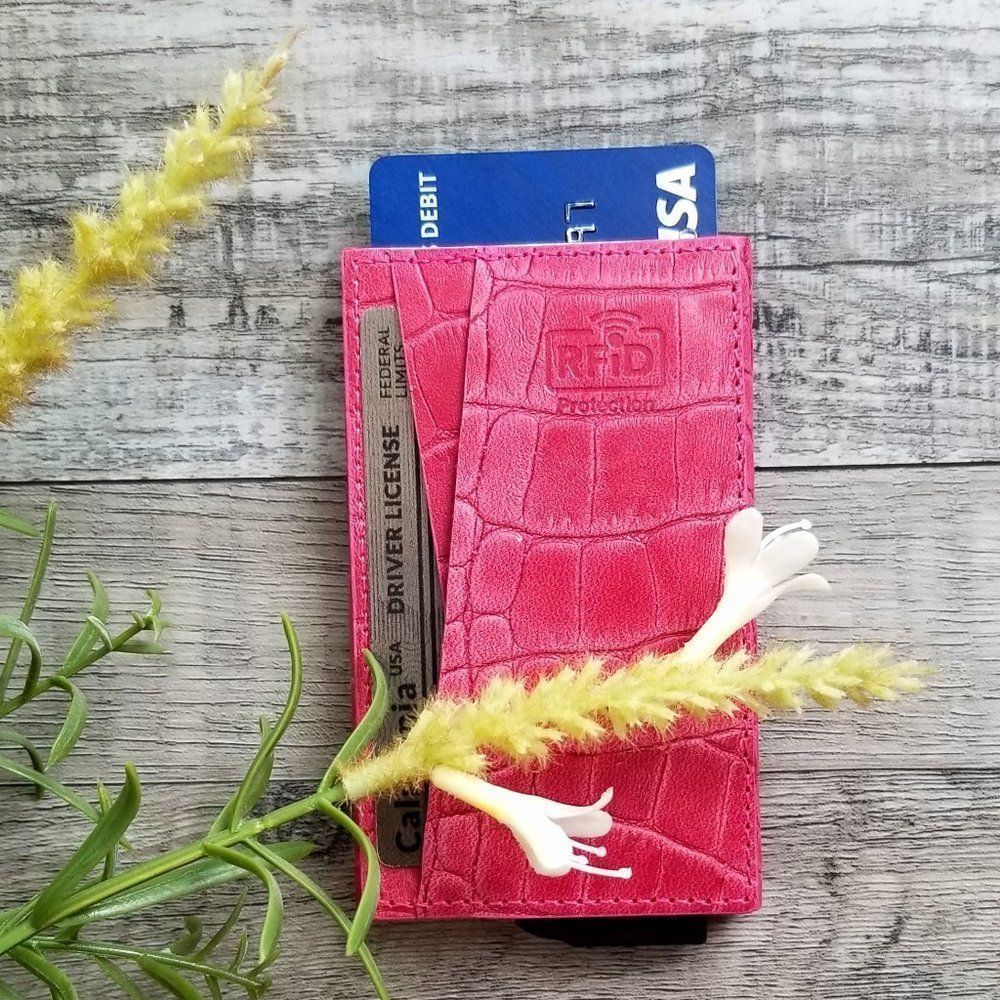🔥LAST•ONE🔥 Smart Mechanical Card Holder Pop Up Wallet in Pink (#5)
